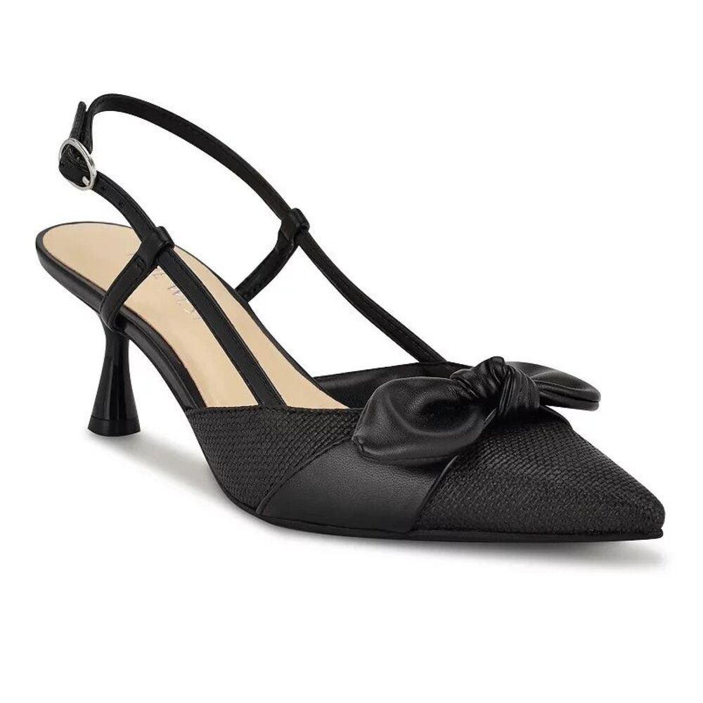 NINE WEST Reaba2 Bow Slingback Pointed Toe Kitten Heel Women's Size 10.5 M - NEW
